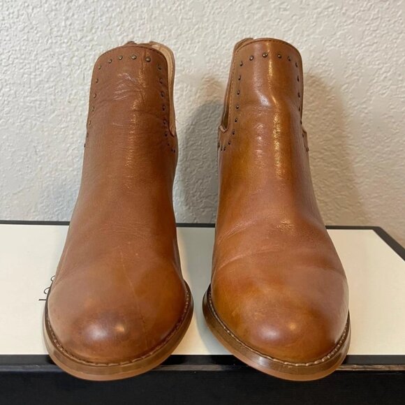 Miz Mooz Nicole Bootie Brown Leather Ankle Boots Zip Women's Size 8 US - Picture 1 of 11